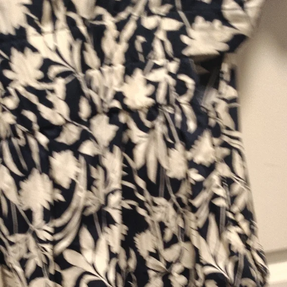 Old Navy Waist-Defined Midi Shirt Dress Navy Blue White Floral L - Picture 8 of 10